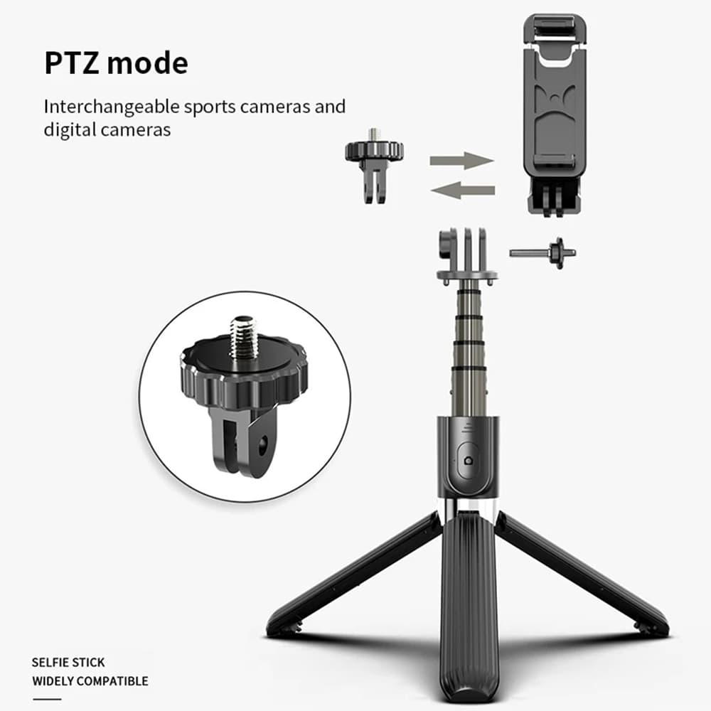 Techsuit Selfie tyč L03 Stabilní stativ Bluetooth ovládání Černá - náhled 4