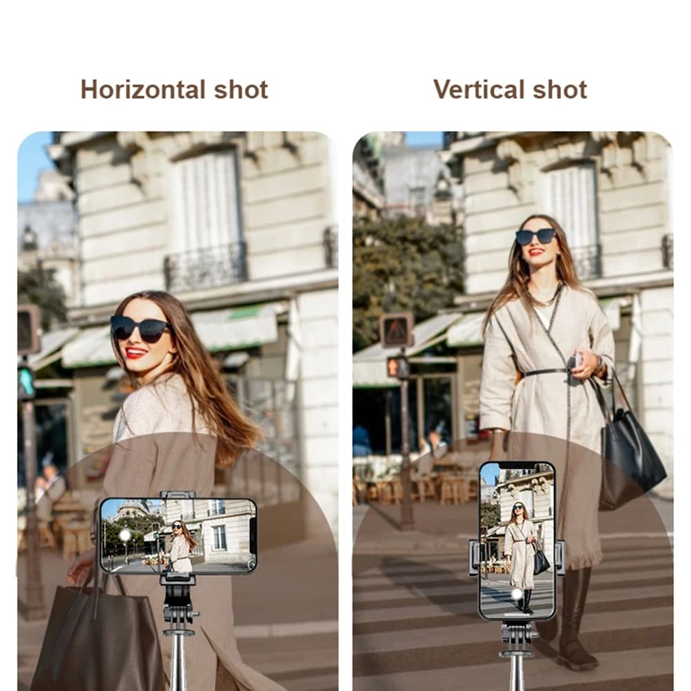 Techsuit Mini Selfie tyč Q11s Stativ Bluetooth Světlo 360 76cm Černá - náhled 4