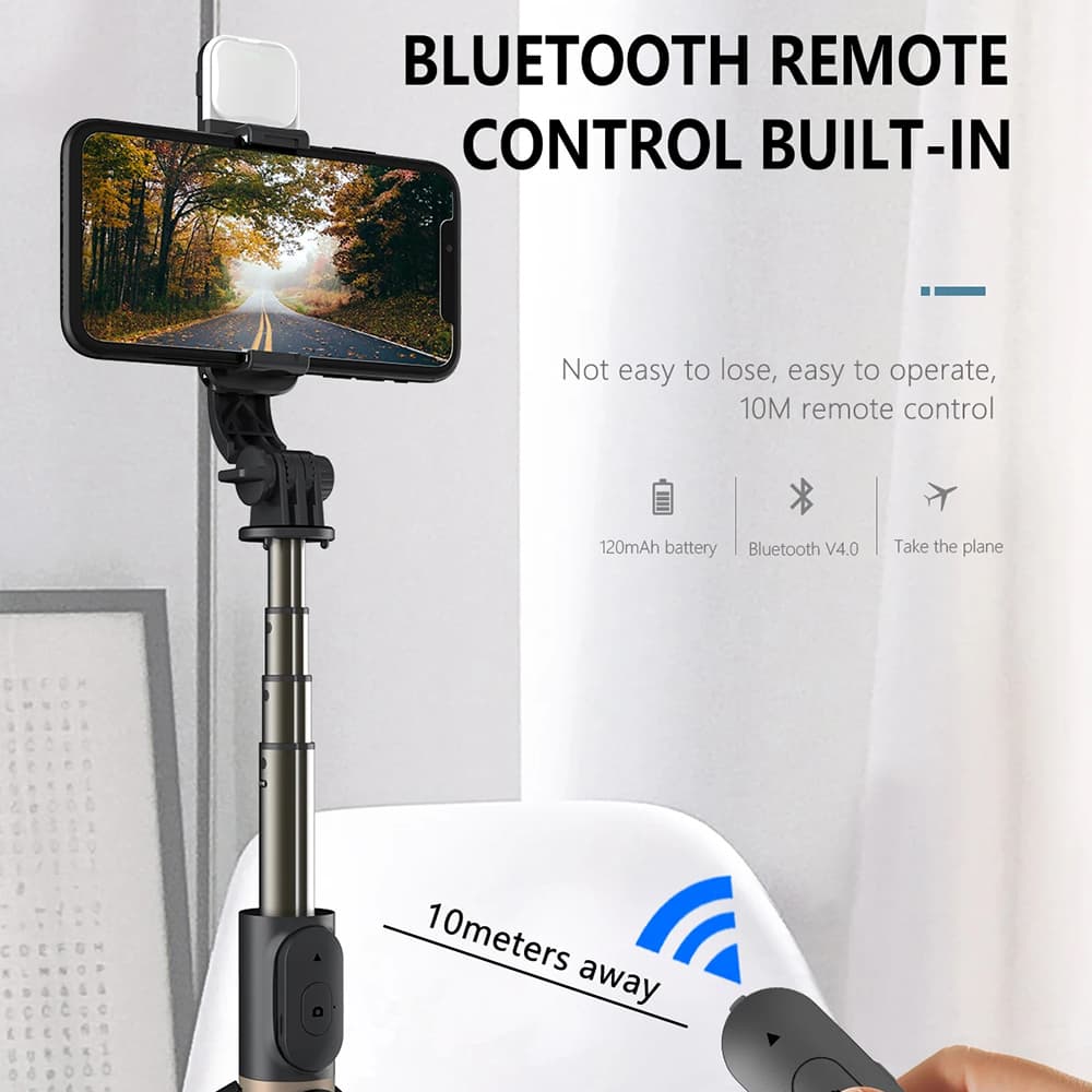 Techsuit Selfie tyč Q03s Stativ Bluetooth Přisvětlení Černá - náhled 4