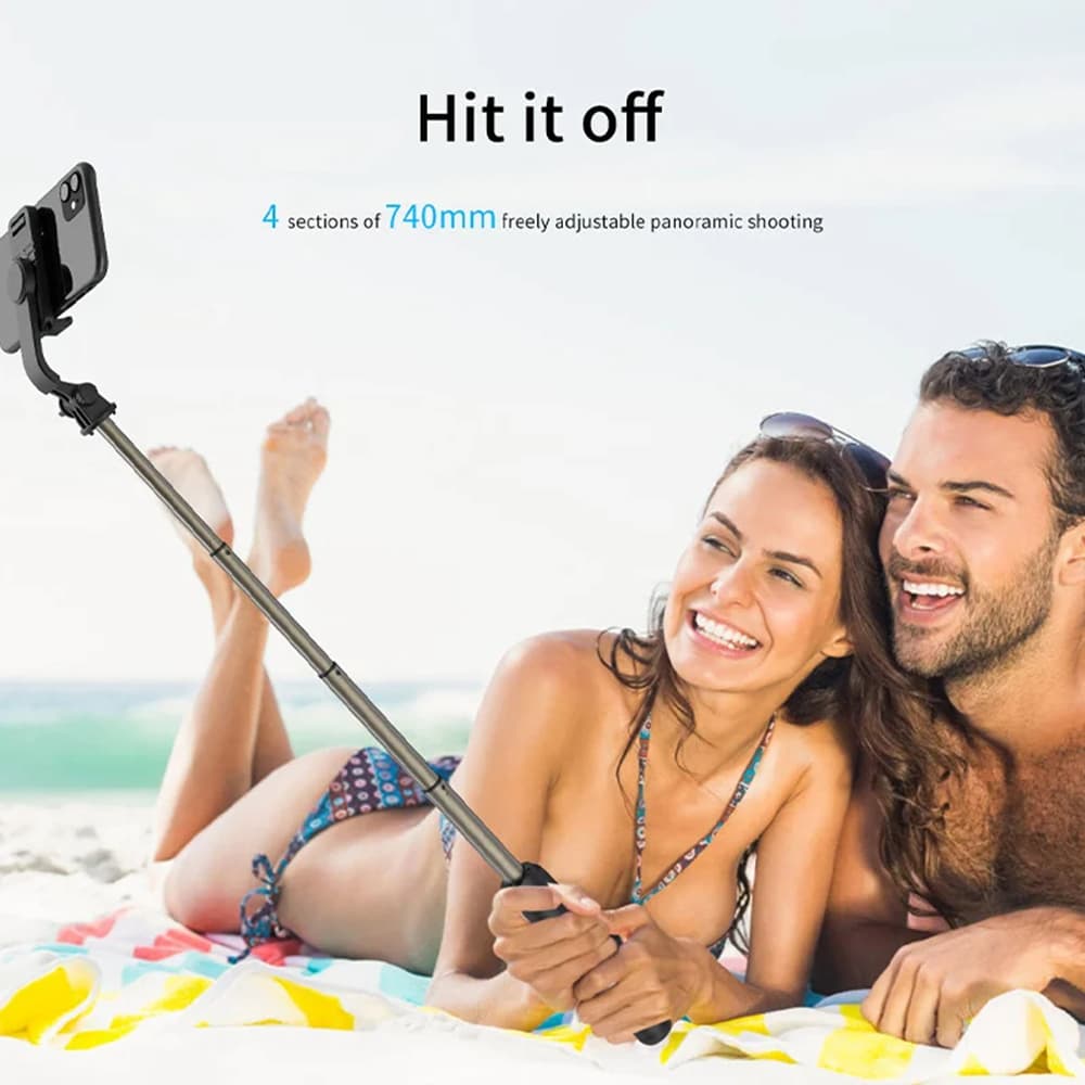 Techsuit Selfie tyč Q03 Stativ Bluetooth 74cm Černá - náhled 4