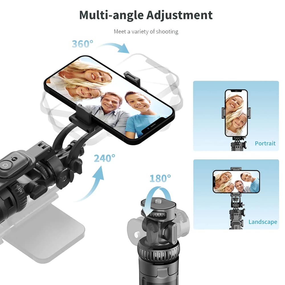 Techsuit Selfie tyč C05 Velký stativ Bluetooth 360 Hliník 205cm Černá - náhled 4