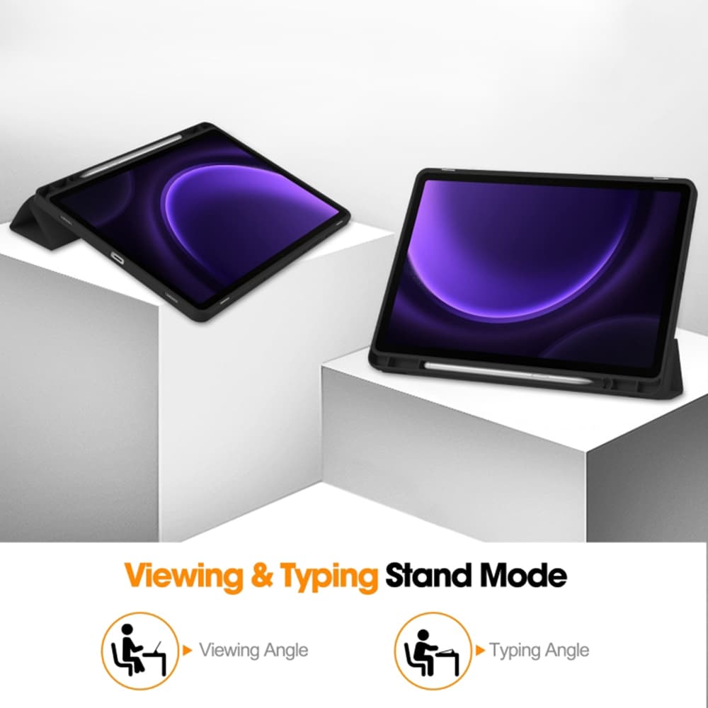 Techsuit Flex Trifold s držákem tužky Samsung Tab S9 FE S10 FE Černá - náhled 4