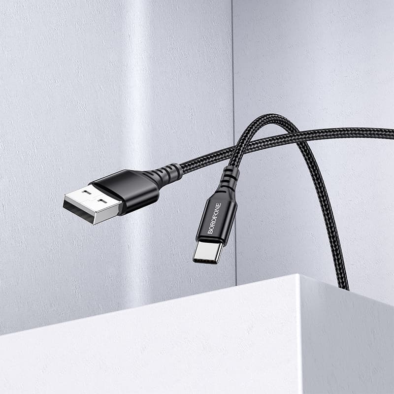 Kabel Borofone BX54 Ultra Bright - USB na typ C - 2,4A 1 metr černý - náhled 4