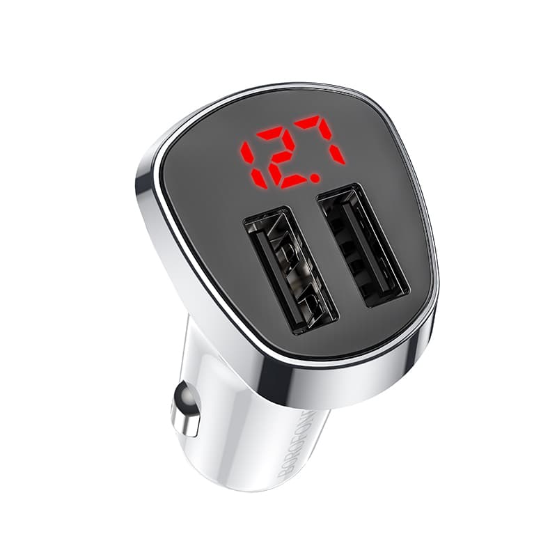 Nabíječka do auta Borofone BZ15 vč. Lightning kabelu Dual 2.4A bílá - náhled 4