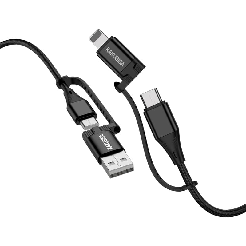 Kabel KAKU KSC-654 Tuojie 4 v 1 - USB + Type C na Type C + Lightning - 1,2 metru černý - náhled 4