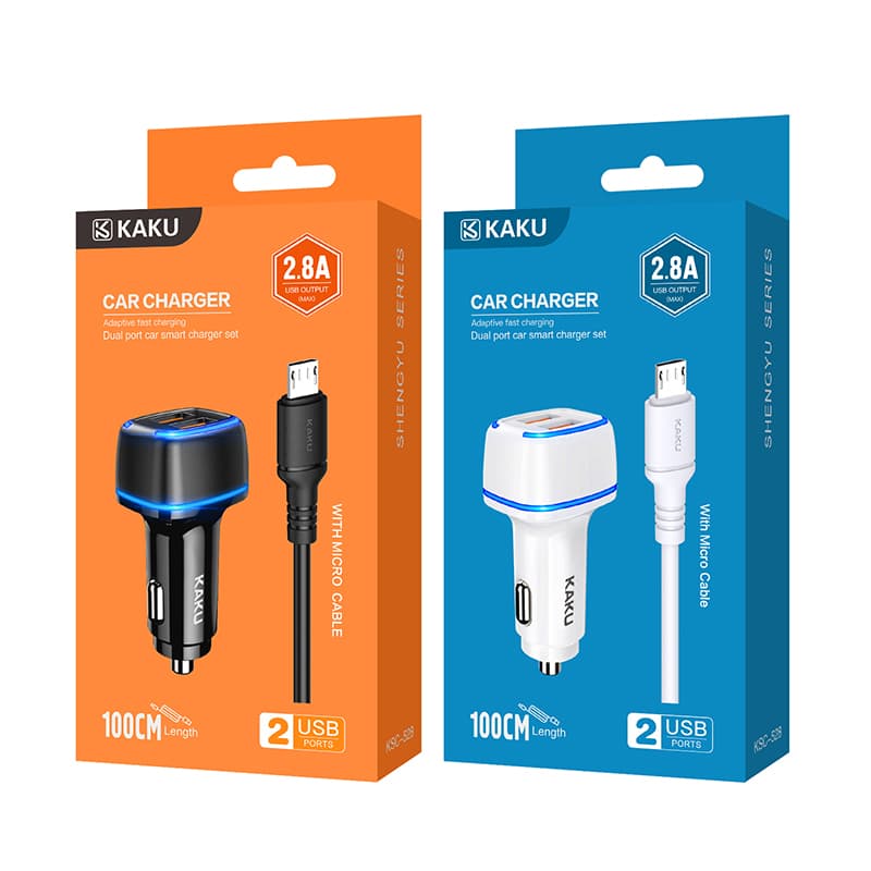 Nabíječka do auta KAKU KSC-528 vč. microUSB datového kabelu Dual 2.8A černá - náhled 4