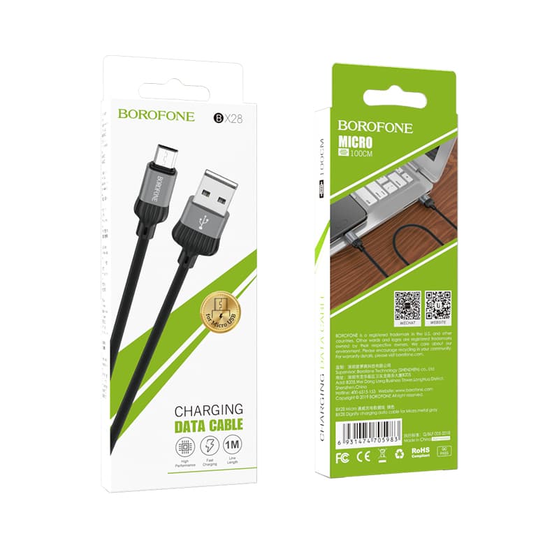 Borofone kabel BX28 Dignity - USB na Micro USB - 2,4A 1 metr šedý - náhled 4