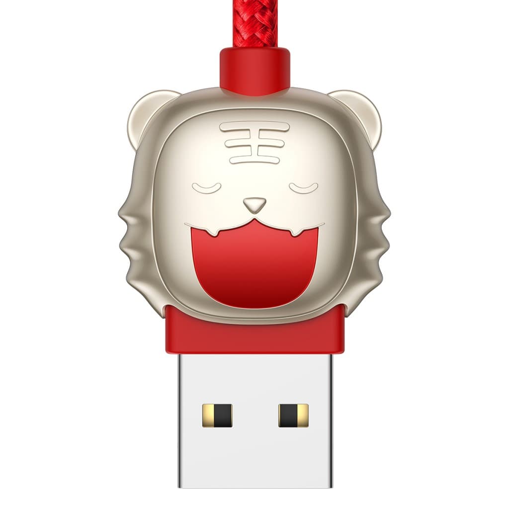 Kabel Baseus Year of the Tiger 3 in 1 - USB na Type C, Lightning, Micro USB - 3,5A 1,2 metru (CASX010009) červený - náhled 4