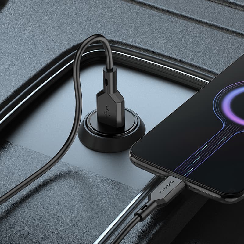Rychlonabíječka do auta Borofone BZ18 vč. microUSB datového kabelu 18W černá - náhled 4