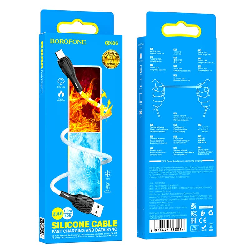 Kabel Borofone BX86 Advantage - USB na Micro USB - 2,4A 1 metr bílý - náhled 4