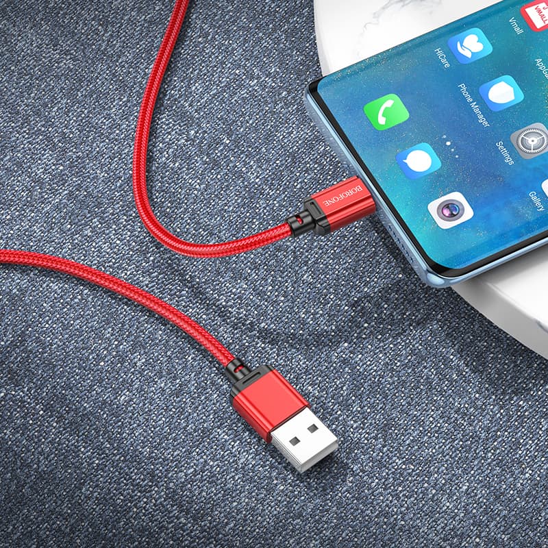 Kabel Borofone BX87 Sharp - USB na typ C - 3A 1 metr červený - náhled 4