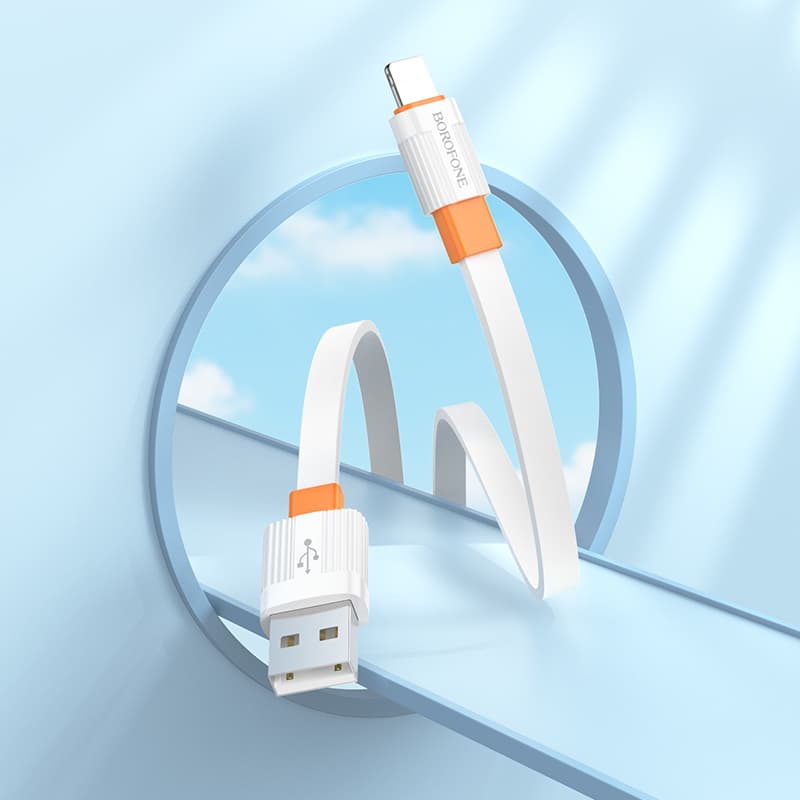 Kabel Borofone BX89 Union - USB na Lightning - 2,4A 1 metr bílo-oranžový - náhled 4
