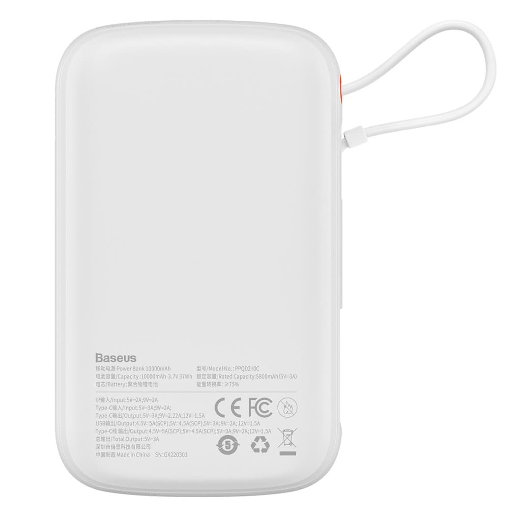 Powerbank Baseus Qpow Pro 10000mAh s kabelem Type C (PPQD060102) 22,5W bílá - náhled 4