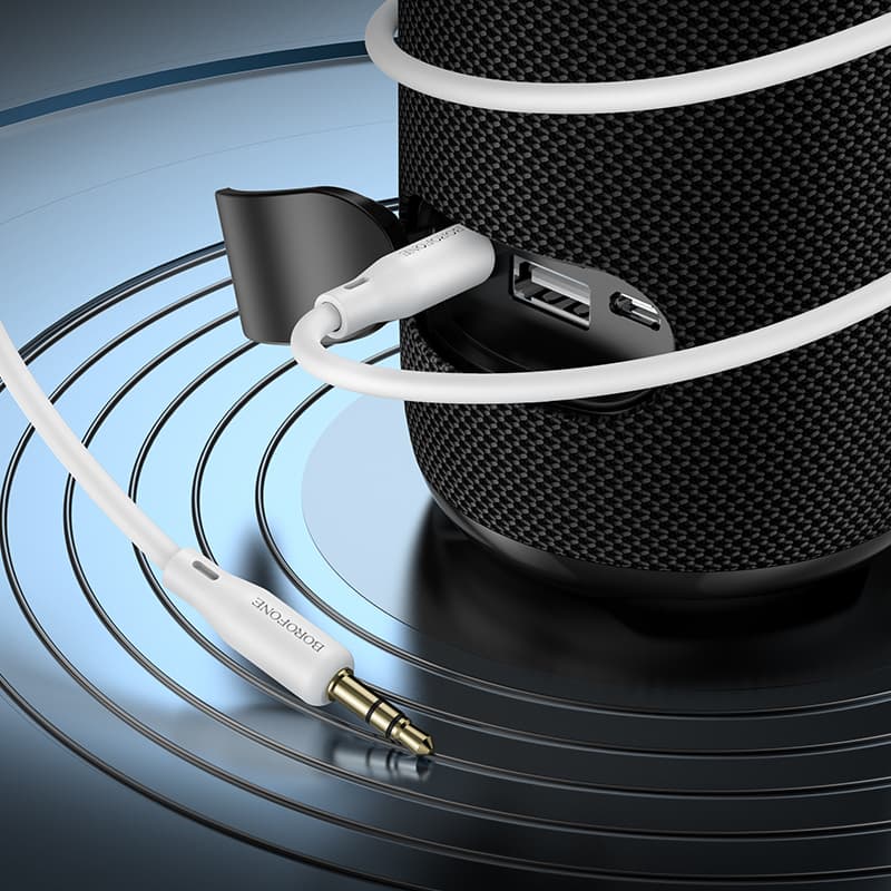 Audio kabel Borofone BL18 jack 3,5 mm na jack 3,5 mm bílý - náhled 4