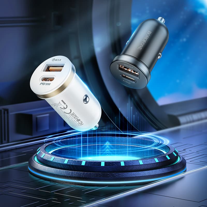 Rychlonabíječka do auta Borofone BZ22 vč. Lightning datového kabelu Dual 30W černá - náhled 4