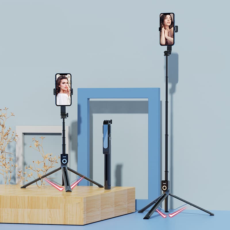 Bluetooth selfie tyč P80 se stativem 1,3m černá - náhled 4