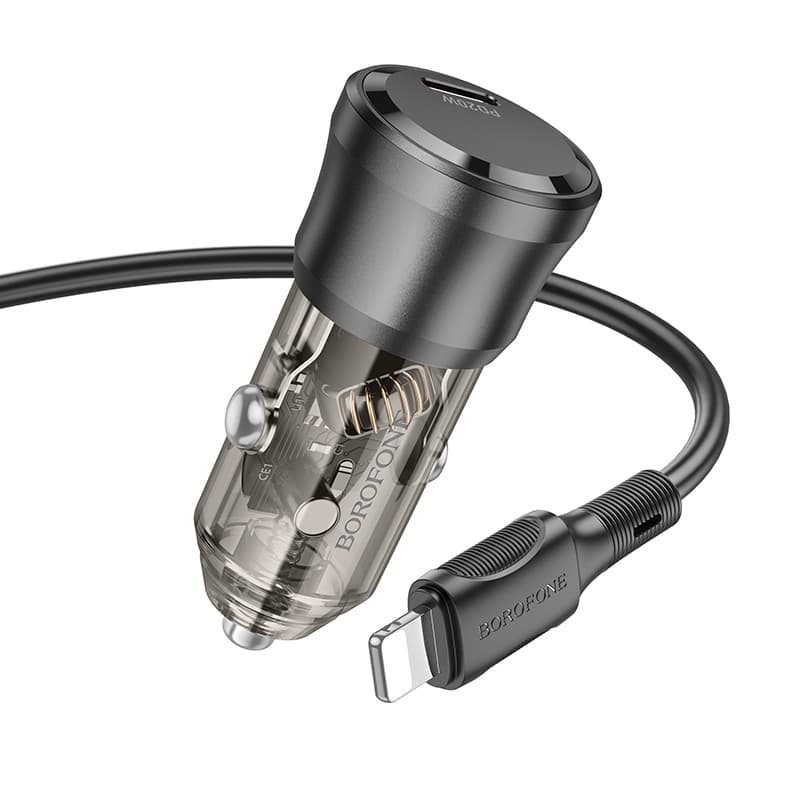 Rychlonabíječka do auta Borofone BZ24 vč. datového kabelu Lightning 20W černá - náhled 4