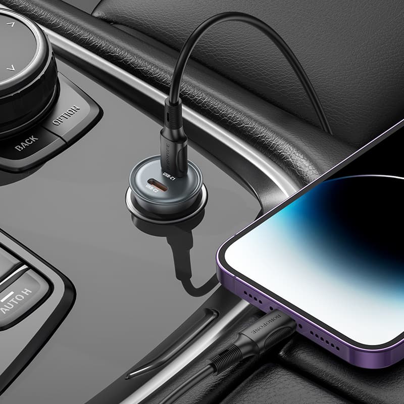 Rychlonabíječka Borofone BZ26B vč. datového kabelu Lightning Dual 45W transparentní-modrá - náhled 4