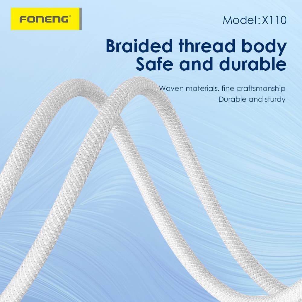 Foneng Kabel X110 - typ C na typ C - PD 60W 3A 1,2 metru bílý - náhled 4