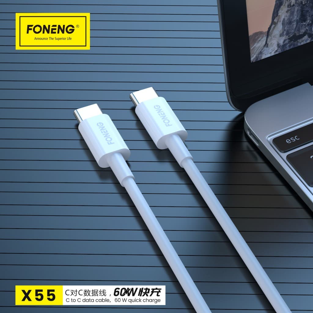 Foneng Kabel X55 - Typ C na typ C - PD 60W 2 metry bílý - náhled 4