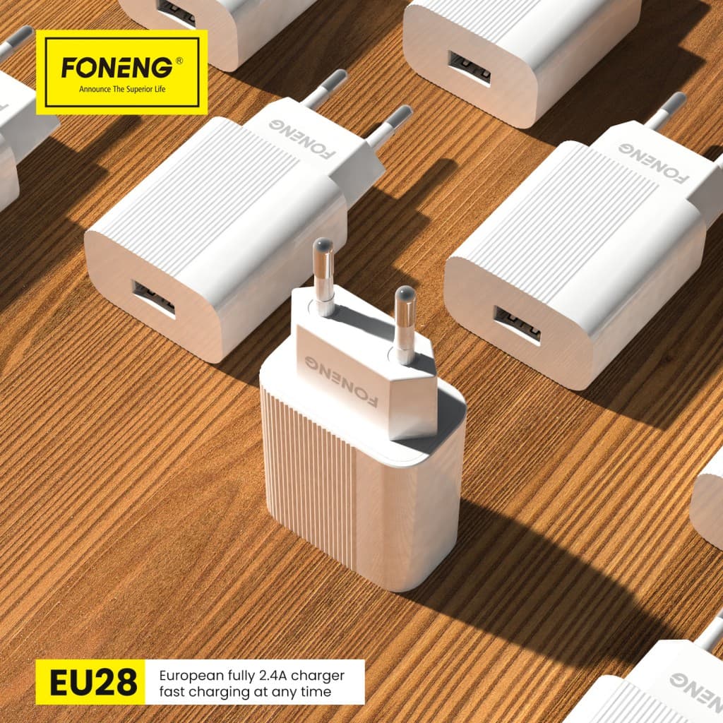 Nabíječka Foneng EU28 - USB - 2.4A s kabelem USB typu C bílá - náhled 4