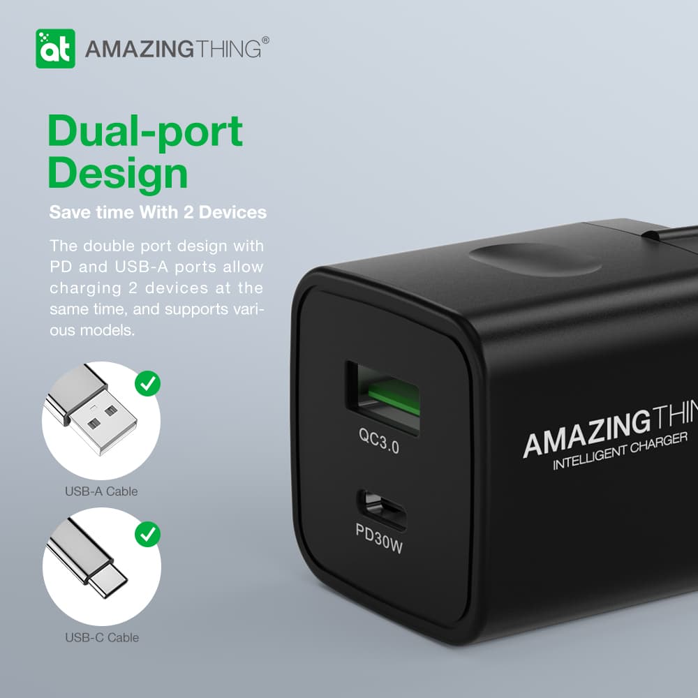 Adaptér Amazing Thing Speed Pro EUPD30WB s funkcí rychlonabíjení Dual 30W černý - náhled 4