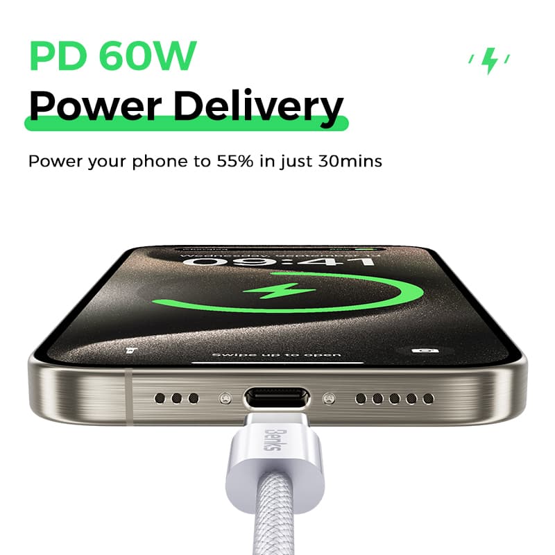 Datový kabel Benks D46 - Type C to Lightning - PD 27W 3A 1 m bílý - náhled 4