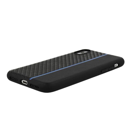 Pouzdro MOTO CARBON pro Samsung Galaxy A6 Plus 2018 černé s modrým pruhem - náhled 4