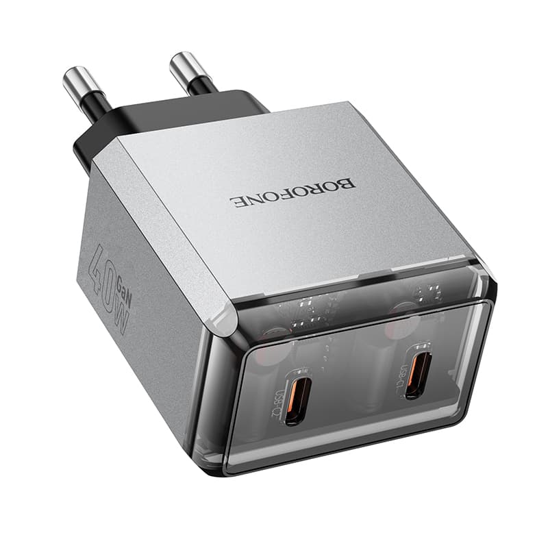 Adaptér Borofone BN21 Lena s funkcí rychlonabíjení Dual 40W šedý - náhled 4