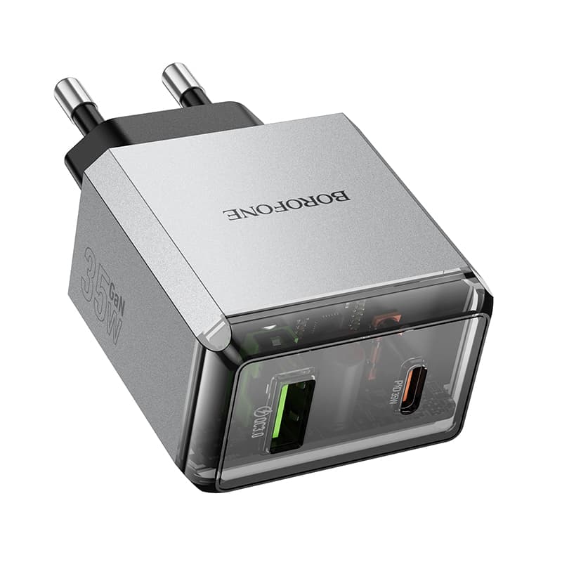 Adaptér Borofone BN20 Lena s funkcí rychlonabíjení Dual 35W šedý - náhled 4