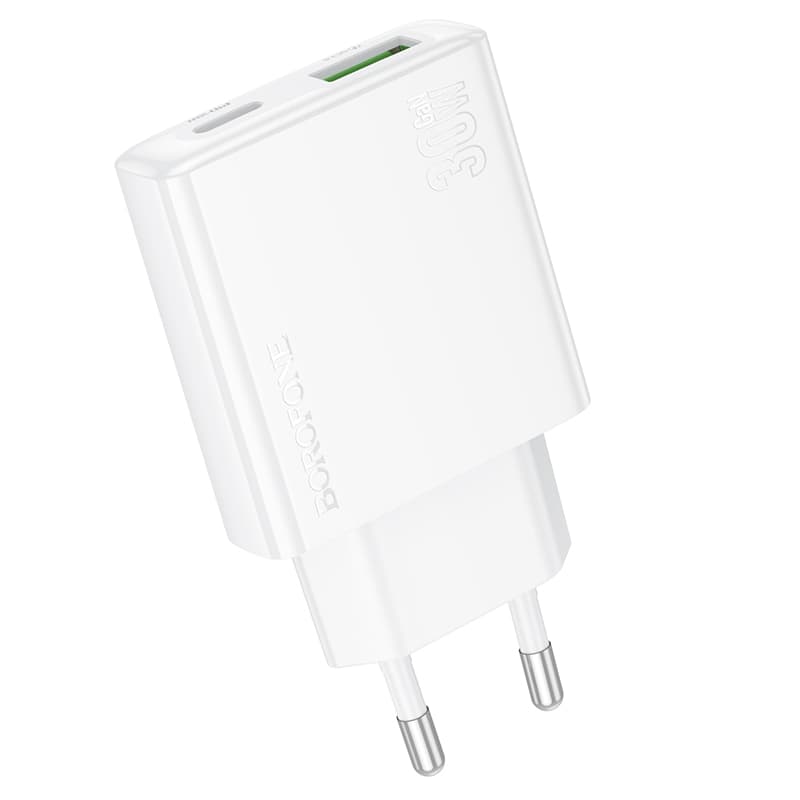 Adaptér Borofone BN25 Wish (Ultra Thin) s funkcí rychlonabíjení Dual 30W bílý - náhled 4