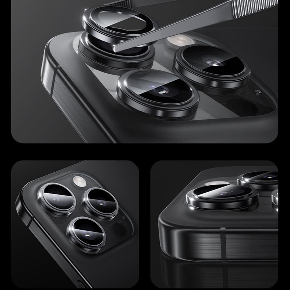 Tvrzené sklo Benks Warrior Lens Protector na fotoaparát pro iPhone 16 Pro-16 Pro Max (čočka 3 kusy) stříbrná - náhled 4