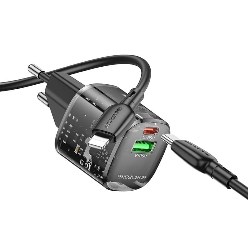 Rychlonabíječka Borofone BN17 Sunlight + datový kabel Lightning Dual 20W černá - náhled 4