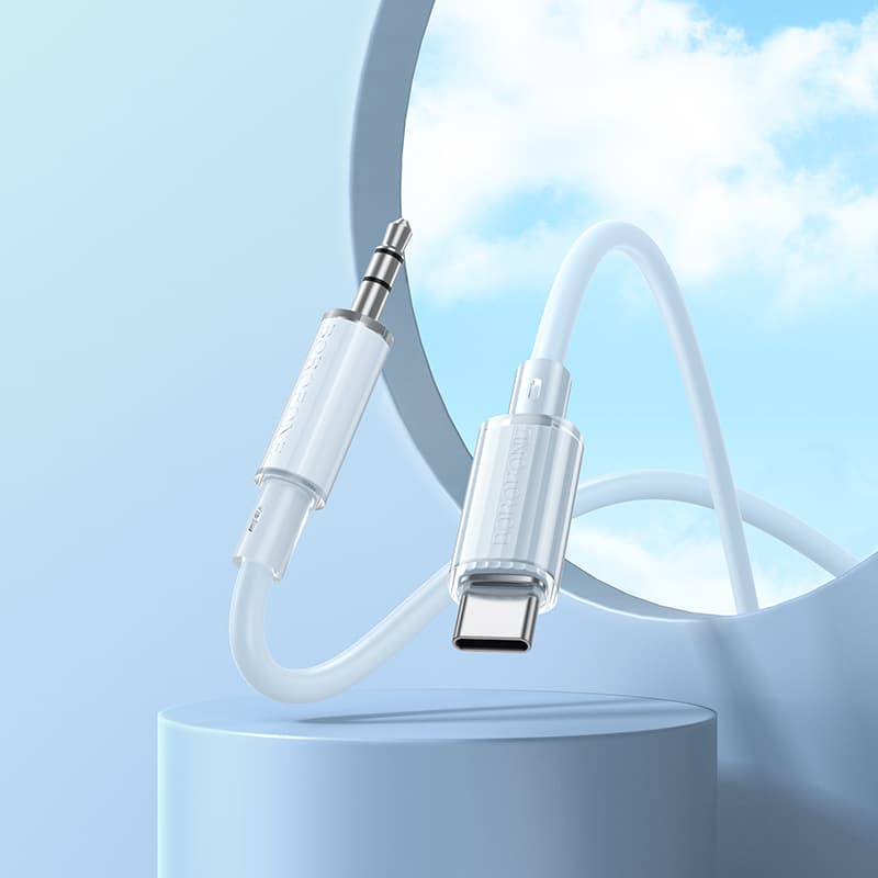 Kabel Borofone BL21 Lemon USB-C - jack 3,5 mm 1m bílý - náhled 4