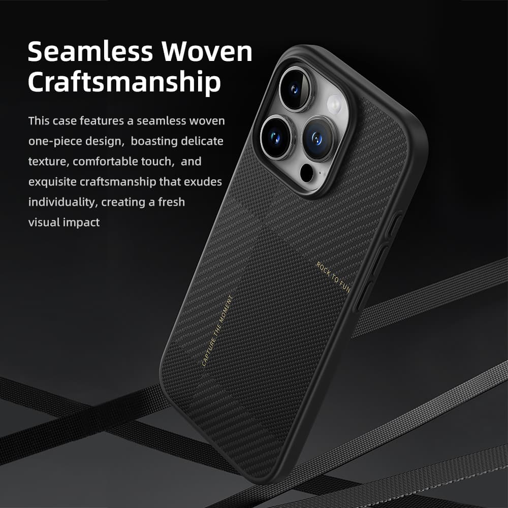 Zadní kryt Rock Ultra Thin Aramid Fiber Kevlar 600D pro iPhone 16 Pro černý - náhled 4