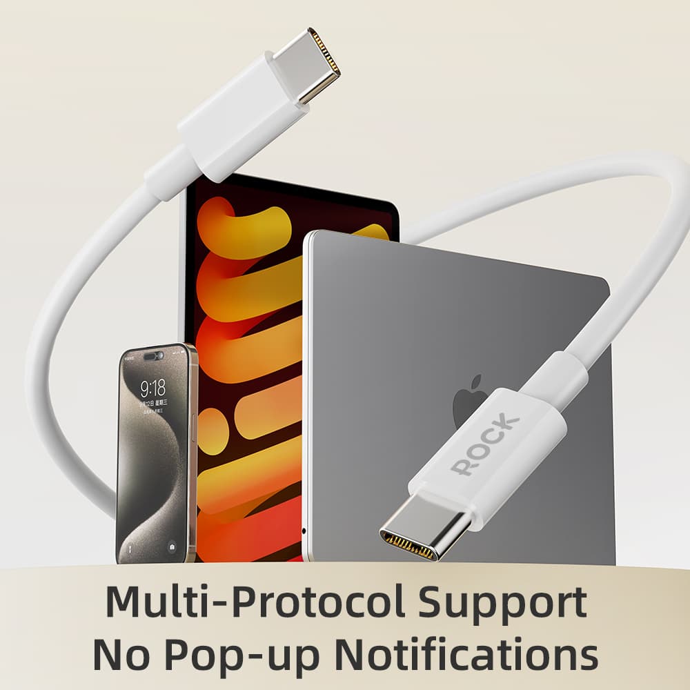 Datový kabel Rock Cable P8 Basic Series USB-C - USB-C PD 60W 3A 1m bílý - náhled 4