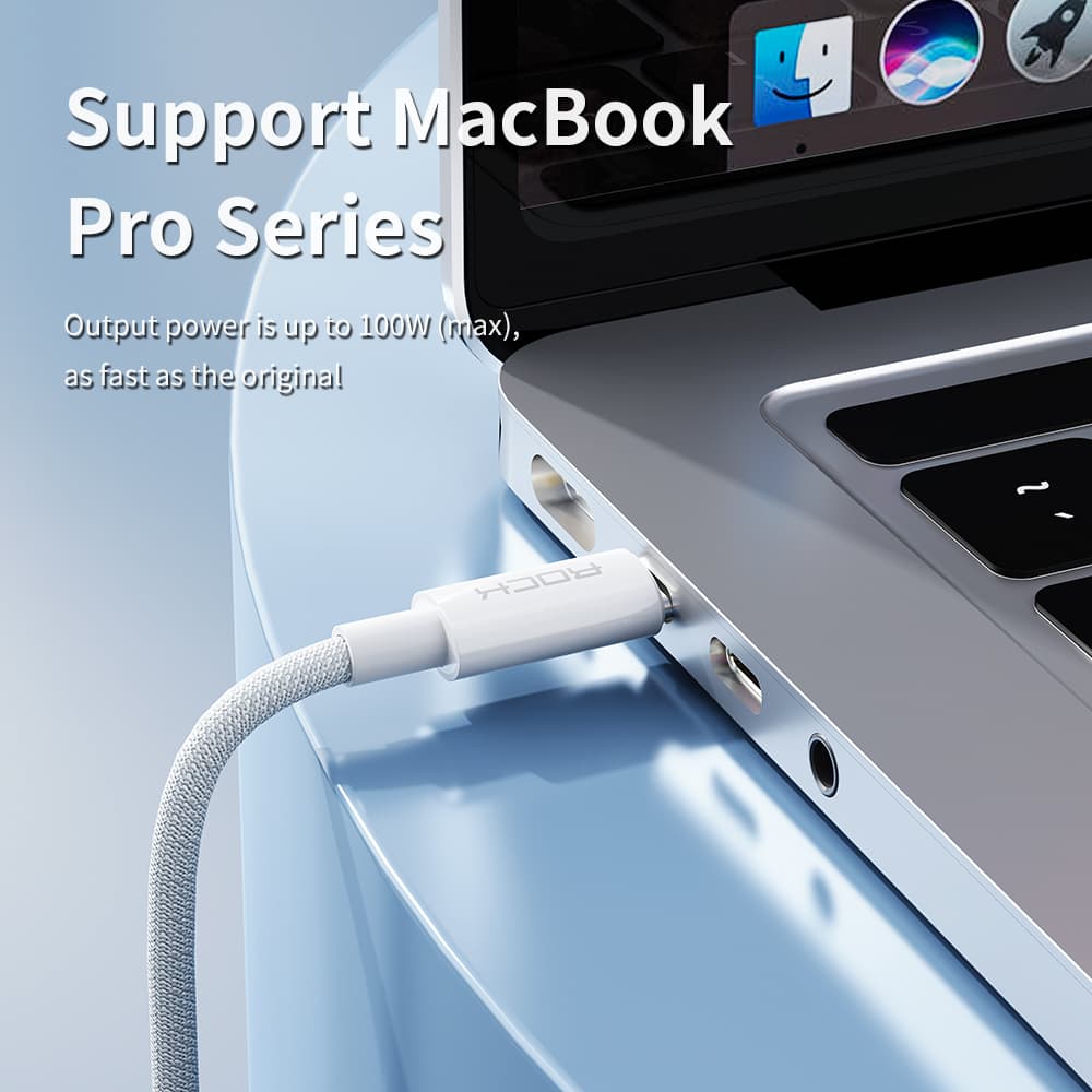 Datový kabel Rock R6 USB-C - USB-C PD 100W 5A 2m bílý - náhled 4