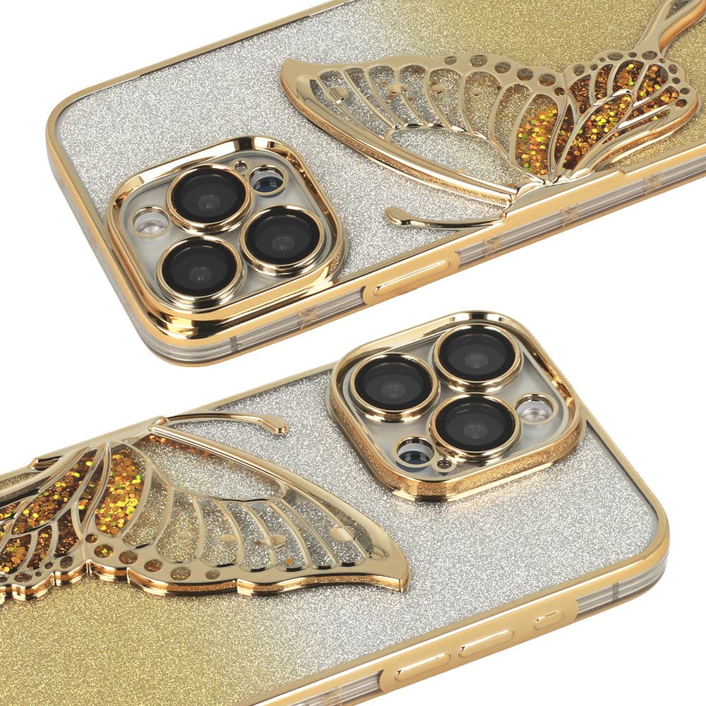 Zadní kryt Tel Protect Butterfly Water pro iPhone 15 Pro zlatý - náhled 4
