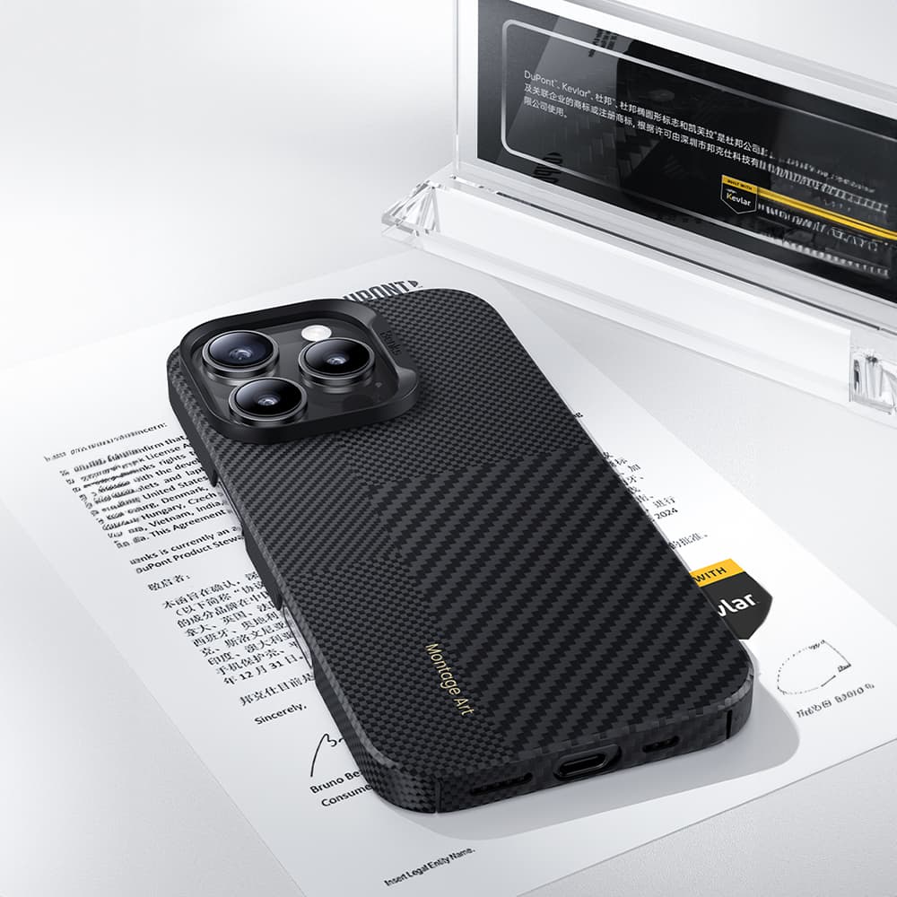 Zadní kryt Benks Montage Magnetic Armor Air Kevlar PC Frame 600D+1500D (MB65) pro iPhone 16 Pro black - náhled 4