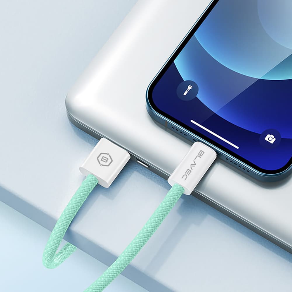 Datový kabel Blavec Candy Braided USB-A - Lightning 2,4A 3m (CCA-UL24GN30) zelený - náhled 4