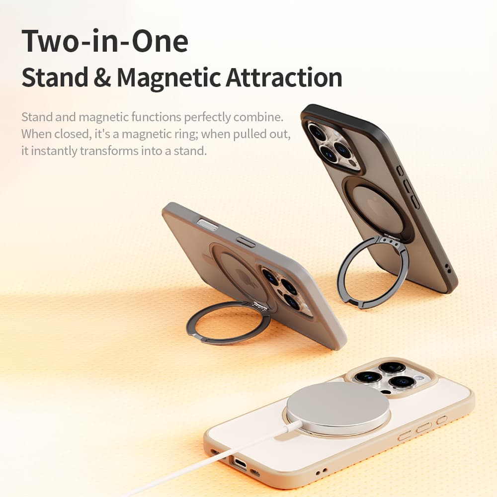 Zadní kryt Rock Rotating Stand Soft Touch Series Magnetic pro iPhone 16 Pro Max zlatý - náhled 4