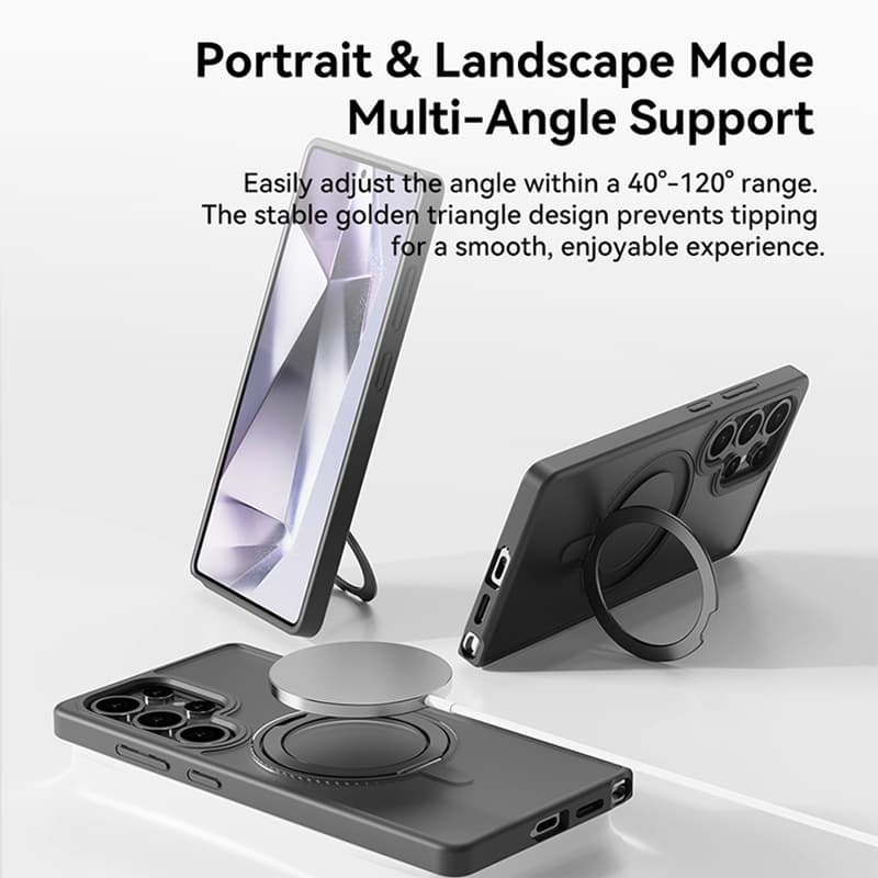 Zadní kryt Rock Rotating Stand Soft Touch Series Magnetic pro Samsung Galaxy S25 černý - náhled 4