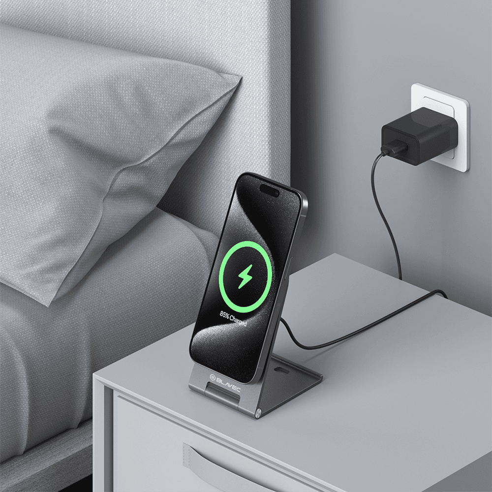 Bezdrátová rychlonabíječka Blavec BQI-01 Qi2 15W Magsafe + datový kabel USB-C (BQI01-QI2MS) stříbrná - náhled 4