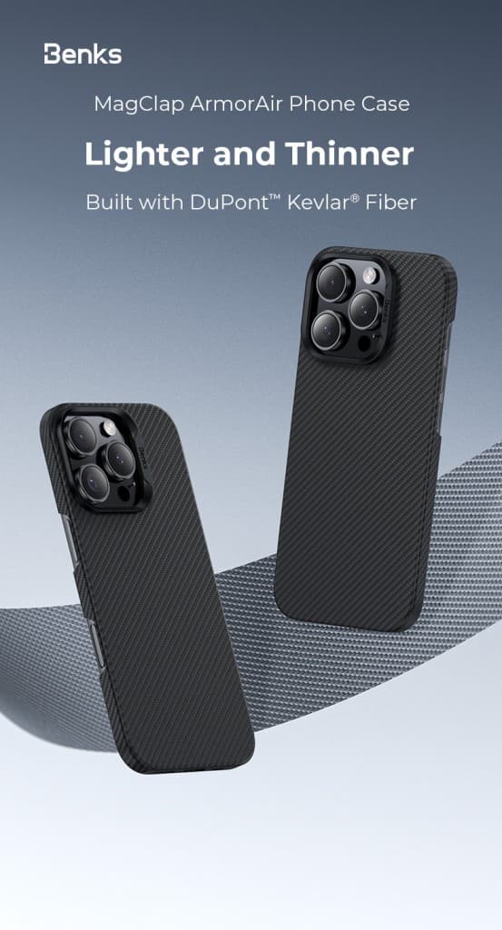 Zadní kryt Benks Magnetic Armor Air Kevlar PC Frame 600D (E065) pro iPhone 16 Pro black - náhled 4