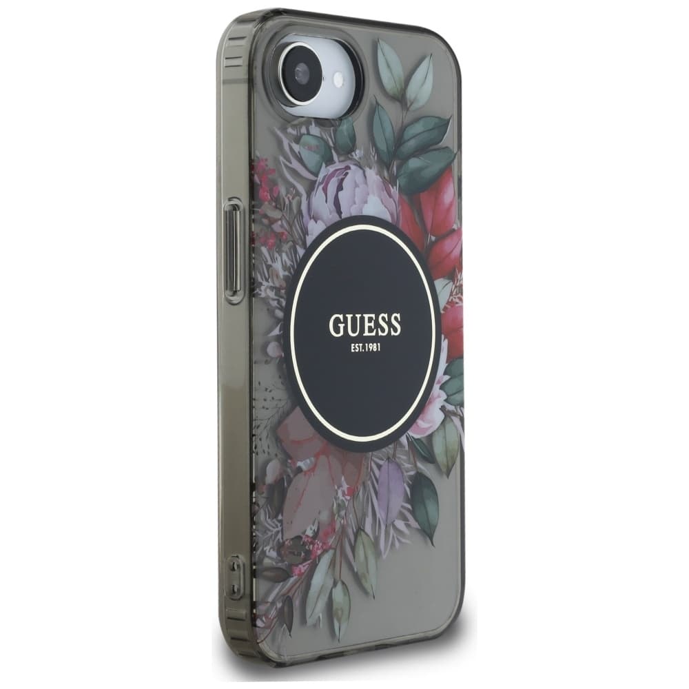 Zadní kryt GUESS IML Flowers MagSafe pro iPhone 16e black - náhled 4