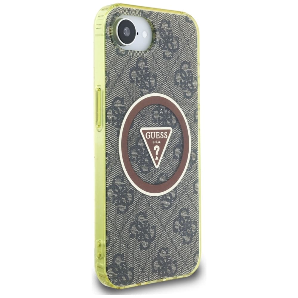 Zadní kryt GUESS IML Metal Glitter 4G Circle Triangle MagSafe pro iPhone 16e brown - náhled 4