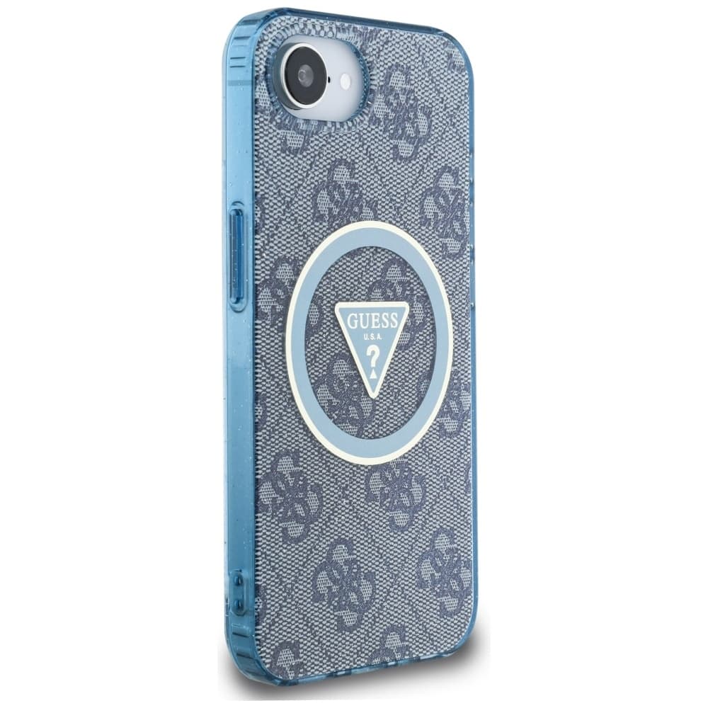 Zadní kryt GUESS IML Metal Glitter 4G Circle Triangle MagSafe pro iPhone 16e blue - náhled 4