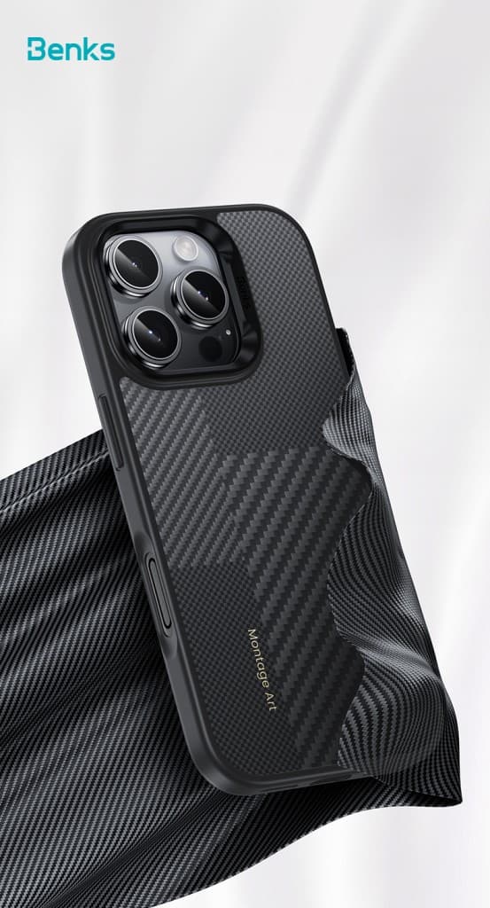Zadní kryt Benks Montage Magnetic Armor Pro Kevlar Metal Frame 600D+1500D (MF66) pro iPhone 16 Pro Max black (Camera Control Button) - náhled 4