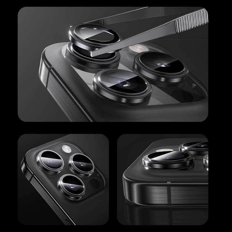 Tvrzené sklo Benks Glass Warrior Lens Protector na čočky fotoaparátu pro iPhone 16-16 Plus silver titanium - náhled 4