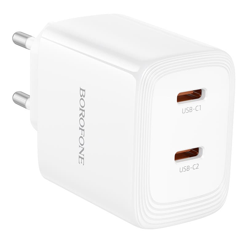 Cestovní adaptér Borofone BN31 Cargador GaN 2xType C - QC 3.0 PD 45W bílý - náhled 4